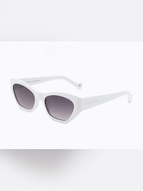 Carolina Lemke Berlin Eyewear. White Cat-Eye Sunglasses with Gradient Lenses